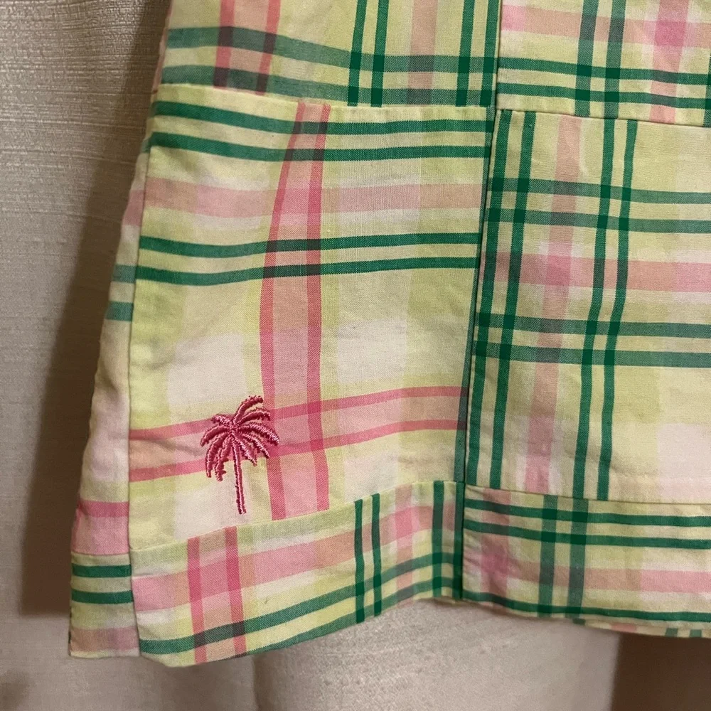 Lilly Pulitzer White Label Patchwork Plaid Skirt in Pink & Green Vintage Size 4